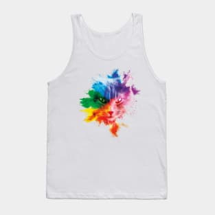 Colorful cat head Tank Top